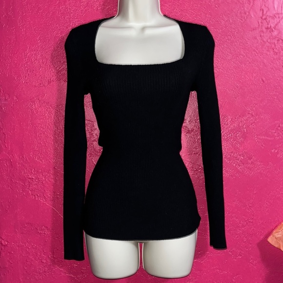 Catherine Malandrino black ribbed long sleeved sweater. Sz small. - Picture 3 of 9